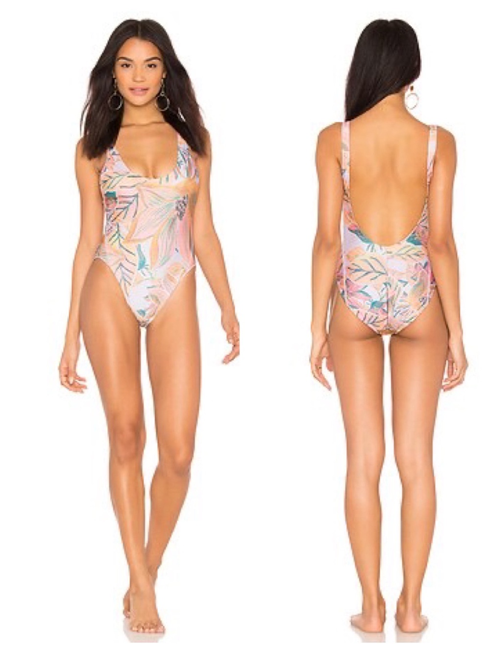 Lovewave Tropical Floral Print One Piece Swimsuit Small